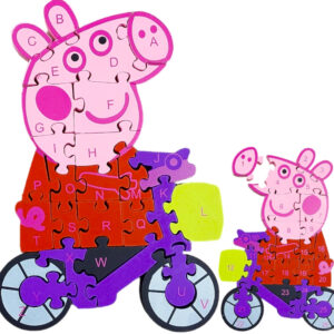 🧩 Drewniane Puzzle Edukacyjne – Świnka Peppa