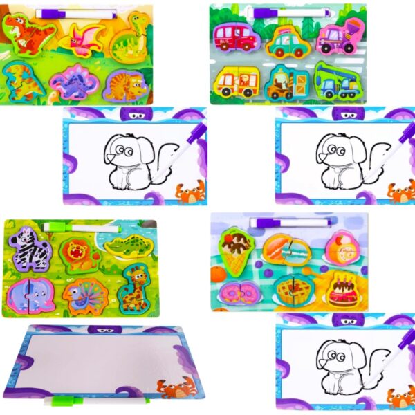 🧩Zestaw Edukacyjny 2w1 – Puzzle + Tablica do Rysowania z Mazakiem