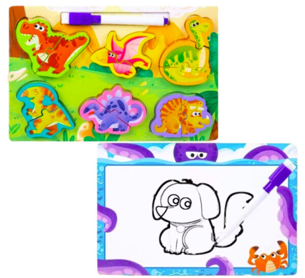 🧩Zestaw Edukacyjny 2w1 – Puzzle + Tablica do Rysowania z Mazakiem - obrazek 3