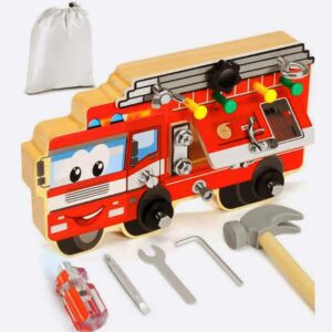 🚒 Drewniany Zestaw Straż Pożarna – Zabawka Edukacyjna 👷‍♂️🔧
