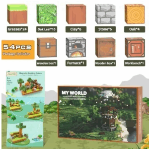 🧱🌲 Magnetyczne Klocki Konstrukcyjne – My World 54 el.