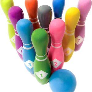 🎳 Drewniana Gra w Kręgle dla Dzieci – Wooden Skittles Game 🌈