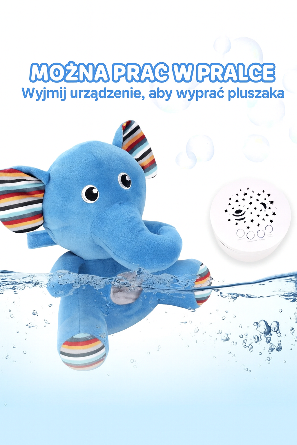 🧸✨ Pluszowy Słonik z Projektorem Gwiazd i Kołysankami ✨🧸 - obrazek 2