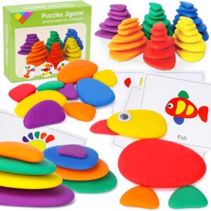 🧩✨ Układanka Montessori – kolorowe kamyki do układania ✨🧩