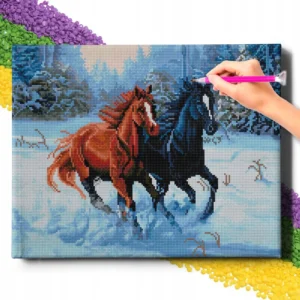 Zimowa magia! ❄️🐴 Haft diamentowy 5D 15x15